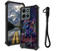Case for Moto G Power 5G 2025 with Hidden Kickstand & Wrist Strap, Magnetic Car Mount Compatible, Rugged Military Grade Shockproof Cover for G Power 5G 2025 6.8", Purple Cute Dragon