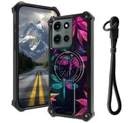 Case for Moto G Power 5G 2025 with Hidden Kickstand & Wrist Strap, Magnetic Car Mount Compatible, Rugged Military Grade Shockproof Cover for G Power 5G 2025 6.8", Purple Dragonfly