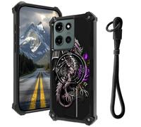 Case for Moto G Power 5G 2025 with Hidden Kickstand & Wrist Strap, Magnetic Car Mount Compatible, Rugged Military Grade Shockproof Cover for G Power 5G 2025 6.8", Purple Rose Dragon