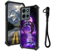 Case for Moto G Power 5G 2025 with Hidden Kickstand & Wrist Strap, Magnetic Car Mount Compatible, Rugged Military Grade Shockproof Cover for G Power 5G 2025 6.8", Dolphin Purple Moon