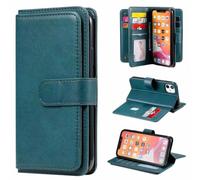 Case for Motorola Edge 50 Neo, 3-in-1 Magnetic Shockproof [RFID Blocking] PU Leather Business Wallet Phone Cases Protective Silicone Bumper Cover with 10 Credit Card Holders Cash Pocket Black Green