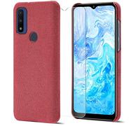 Case for Motorola G Pure, Shock-Absorption Case with Tempered Glass Screen Protector, Drop Protective PC Case Cover, All-round Protection Phone Case for Moto G Pure Red