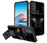 Case for Motorola Moto G Pure 2021, Built in Hard Kickstand Dual Layer TPU Shockproof & Slide Camera Protection Case for Moto G Pure 2021,Black Cat Eyes