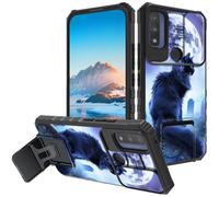 Case for Motorola Moto G Pure 2021, Built in Hard Kickstand Dual Layer TPU Shockproof & Slide Camera Protection Case for Moto G Pure 2021,Black Cat Blue Eyes