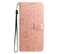 Case for Motorola Moto G14 4G, Flip Leather Embossed Daisy Shockproof Protection Cover Slim Fit Phone Case with Kickstand [Card Slot] [Magnetic Closure] for Motorola Moto G14 4G,rose gold