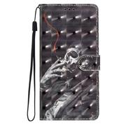 Case for Motorola Moto G73, Magnetic Protective PU Leather Shockproof Wallet Stand Foldable Flip Cover with Kickstand Card Holders for Motorola Moto G73,Skull