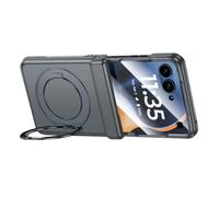 Case For Motorola Razr 70, PU Leather Shell Anti-Scratch With Anti-Fingerprint Screen Protector Ring Kickstand Cover(Gray)