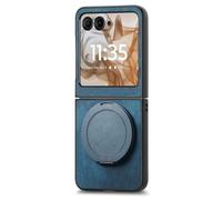 Case For Motorola Razr 70 Ultra/70 Plus/70, PU Leather Shell With Anti-Fingerprint Support Car Magnetic Cover Blue