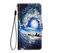 Case for Natural Ai Phone, Flip Wallet Phone Case Colour Pattern Shockproof PU Leather Protective Cover with Magnetic Clasp Kickstand Card Slots Holder for Natural Ai Phone, Sea wave