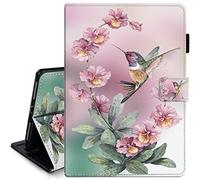 Case for New iPad 10th Generation Case 2022,Pink Flowers with Hummingbird iPad 10.9 Case,Auto Wake/Sleep Cover, Pencil Holder(Flower Hummingbird)