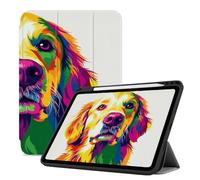 Case For New Ipad Air 11 Inch Case 2024 With Pencil Holder, Slim Stand Protective Cover For Ipad Air 11 Inch, Auto Wake/Sleep, Colored Golden Retriever