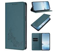 Case for Nokia C01 Plus, Magnetic PU Leather Embossed Peony Wallet Stand Case with [Shockproof TPU] Card Holders Viewing Stand, Protective Folio Cover for Nokia C01 Plus,Dark green