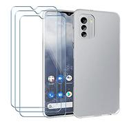 Case for Nokia G60 5G + [3 Pack] Screen Protector,Electro-weideworld Ultra Thin Clear Shockproof Soft Silicone TPU Phone Case Cover for Nokia G60 5G