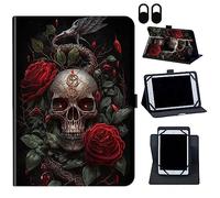 Case for Nokia T20/T21/Vastking KingPad M10 10.36 inch,360 Degree Rotating Case Protective Cover, for 10.36" VASTKING KingPad M10 Tablet,Skull Roses Florals