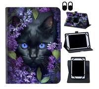 Case for Nokia T20/T21/Vastking KingPad M10 10.36 inch,360 Degree Rotating Case Protective Cover, for 10.36" VASTKING KingPad M10 Tablet,Cute Black Cat Flower
