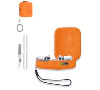 Case for Nothing Ear 3 Earbuds 2025 New, WUNIAK Textured Design Soft Silicone Protective Portable Scratch Shock Resistant Shell with Cleaner Kit & Carabiner & Lanyard for Nothing Ear3,Orange