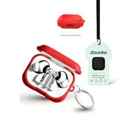 Case for Nothing Ear（3a） Wireless Earbuds, daunke Soft Silicone Protective Cover, Ghost-shaped Case with Lanyard, Full Protection,Red