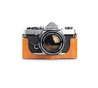 Case for Olympus OM-4, Zakao Handmade Genuine Real Leather Half Camera Case Bag Cover for Olympus OM-1/1N OM-2/2N OM-3/3Ti OM-4/4Ti (No Handle) With Hand Strap (Yellow)