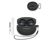 Case for OnePlus Buds 4 Earbuds,WUNIAK Soft Silicone Protective Cover, Textured Anti-Slip, Scratch & Shock Resistant with Cleaner Kit, Carabiner & Lanyard,Black