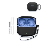Case for OnePlus Nord Buds 3r Earbuds, WUNIAK Soft Silicone Protective Portable Scratch Shock Resistant Shell with Cleaner Kit & Carabiner & Lanyard,Black