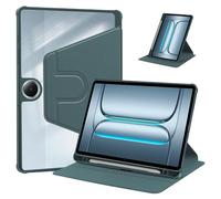 Case for OnePlus Pad Lite/OPPO Pad SE，360° Rotation Multi-angle Stand Slim Cover PU leather + Transparent Acrylic case with Pen Holder and Support Tablet Wake Up/Sleep Function,Green