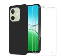 Case for OPPO A5 Pro 4G/5G + 2 Pack Screen Protector Tempered Glass,Anti Scratch,Drop Protection,Non Slip Soft TPU Thin Full Body Protective Phone Cover,Black