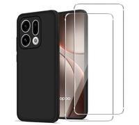 Case for Oppo find X9 + 2 Pack Screen Protector Tempered Glass,Anti Scratch,Drop Protection,Non Slip Soft TPU Thin Full Body Protective Phone Cover,Black