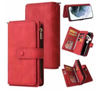 Case for OPPO Realme C67 4G Case Protective Realme C67 4G Case Shockproof PU Leather Flip Zipper Wallet 15 Card Holder Slots Stand Viewing Cover Phone Case with Magnetic Buckle, Red