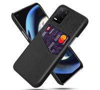 Case for OPPO Realme Q3,Anti-Slip,360°Fall Protection,Fingerprint Resistance,Canvas and PU Leather Case with 1 card slot behind-Black