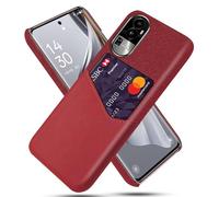 Case for OPPO Reno 10,Anti-Slip,360°Fall Protection,Fingerprint Resistance,Canvas and PU Leather Case with 1 card slot behind-Red