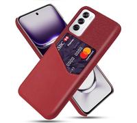 Case for OPPO Reno 12,Anti-Slip,360°Fall Protection,Fingerprint Resistance,Canvas and PU Leather Case with 1 card slot behind-Red