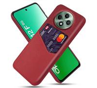 Case for OPPO Reno 12F 5G,Anti-Slip,360°Fall Protection,Fingerprint Resistance,Canvas and PU Leather Case with 1 card slot behind-Red