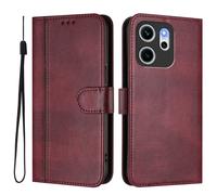 Case for Oppo Reno 14F, Flip Wallet Phone Case Shockproof Retro PU Leather Protective Cover with Magnetic Clasp Kickstand Card Slots Holder Cover for Oppo Reno 14F, Red