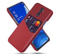 Case for OPPO Reno 2,Anti-Slip,360°Fall Protection,Fingerprint Resistance,Canvas and PU Leather Case with 1 card slot behind-Red