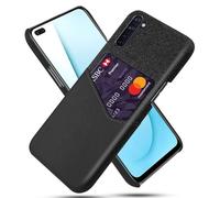 Case for OPPO Reno 3a,Anti-Slip,360°Fall Protection,Fingerprint Resistance,Canvas and PU Leather Case with 1 card slot behind-Black