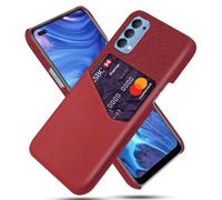Case for OPPO Reno 4,Anti-Slip,360°Fall Protection,Fingerprint Resistance,Canvas and PU Leather Case with 1 card slot behind-Red
