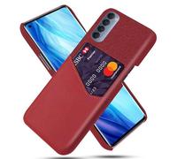 Case for OPPO Reno 4 Pro,Anti-Slip,360°Fall Protection,Fingerprint Resistance,Canvas and PU Leather Case with 1 card slot behind-Red