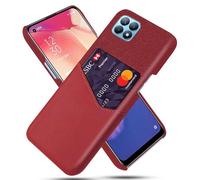 Case for OPPO Reno 4 SE,Anti-Slip,360°Fall Protection,Fingerprint Resistance,Canvas and PU Leather Case with 1 card slot behind-Red