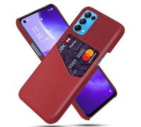Case for OPPO Reno 5 Pro,Anti-Slip,360°Fall Protection,Fingerprint Resistance,Canvas and PU Leather Case with 1 card slot behind-Red