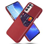 Case for OPPO Reno 5 Pro PLUS,Anti-Slip,360°Fall Protection,Fingerprint Resistance,Canvas and PU Leather Case with 1 card slot behind-Red