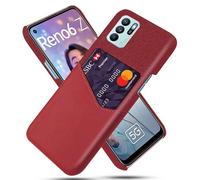 Case for OPPO Reno 6Z 5G,Anti-Slip,360°Fall Protection,Fingerprint Resistance,Canvas and PU Leather Case with 1 card slot behind-Red