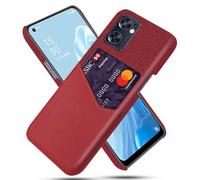 Case for OPPO Reno 7 Se,Anti-Slip,360°Fall Protection,Fingerprint Resistance,Canvas and PU Leather Case with 1 card slot behind-Red