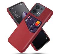 Case for OPPO Reno 8,Anti-Slip,360°Fall Protection,Fingerprint Resistance,Canvas and PU Leather Case with 1 card slot behind-Red