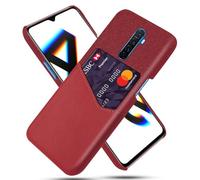 Case for OPPO Reno ACE,Anti-Slip,360°Fall Protection,Fingerprint Resistance,Canvas and PU Leather Case with 1 card slot behind-Red