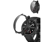 Case for OPPO watch Sport/Oneplus watch 2R Smartwatch, yystao Hard PC Case Cover with 9H Tempered Glass Screen Protector, Full Coverage Integrated, Black