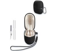 Case for Panasonic RB-F10DE True Wireless Open Earphones, WUNIAK Soft Silicone Protective Portable Scratch Shock Resistant Shell with Cleaner Kit & Carabiner & Lanyard ,Black