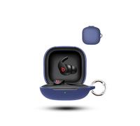 Case for PowerBeats Fit Wireless Earbuds,daunke Soft Silicone Protective Cover,Skin Case with Carabiner,Full Protection,Blue
