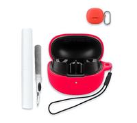 Case for QCY MeloBuds Pro/HT08A Aadptive Hybrid Active Noise Cancelling Earbuds, Soft Silicone Protective Portable Scratch Shock Resistant Hard Shell with Cleaner Kit & Carabiner & Lanyard,Red