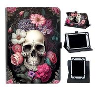 Case for QunyiCO Y10 10.1" / Pritom Tronpad M10 10 inch Tablet,Mxfdegf 360 Degree Rotating Stand and Magnetic Closure Case for Pritom M10 10 Inch Tablet 2020 Release,Rose Flower Skull