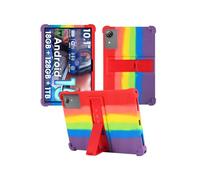 Case for Raemond K70 Android Tablet 10 Inch,WUNIAK Shock Proof Lightweight Stand Rubber Shell Protective Cover,Kids Friendly Soft Silicone Adjustable Stand Cover,Rainbow